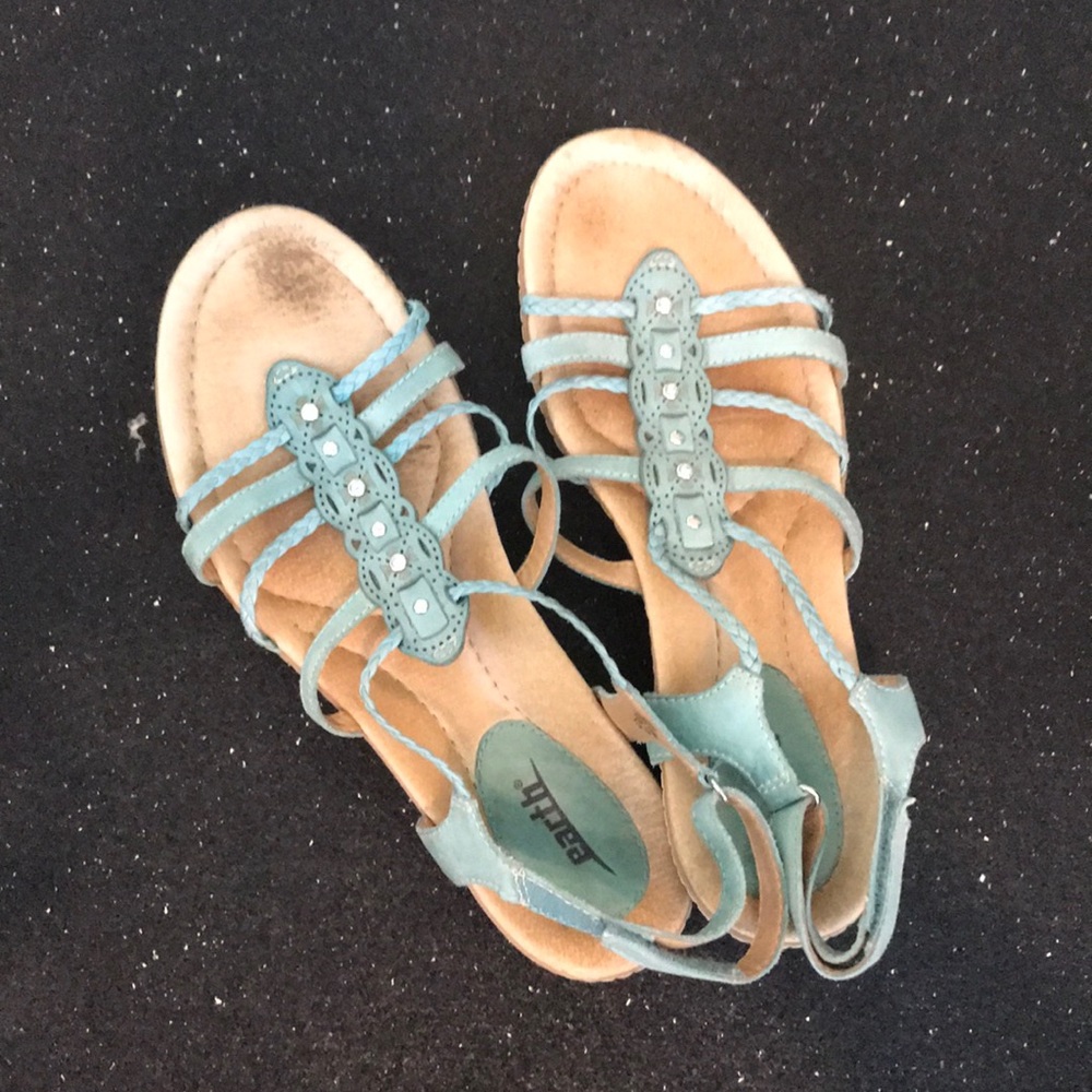 Teal leather sandals